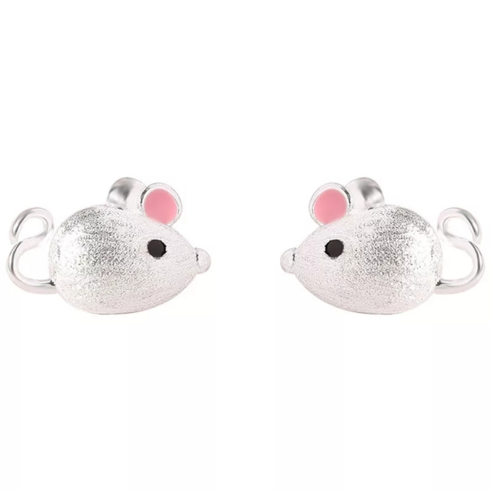 Mouse Sterling Silver Earrings .925